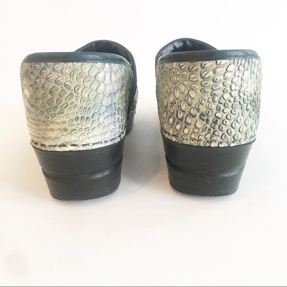 Sanita Reptile Embossed Clogs Green Leather Snakeskin Comfort Shoe Danish 40 - Picture 7 of 12